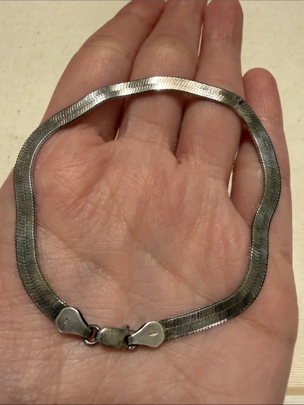 Sterling Silver 925 Herringbone Chain Necklace 8inch